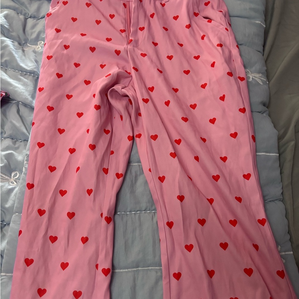 SHEIN Pink Garment with Red Heart Accents